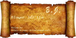 Blayer Júlia névjegykártya